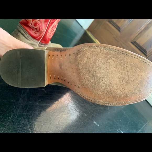 Cowboy Boots Red & Grey Size 8 1/2 B - Picture 8 of 9